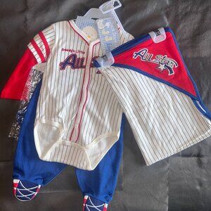 ⚾️ NEW "Daddy's Little All-Star" 4-Piece Baseball Outfit Set | Size 6-9 Months ⚾